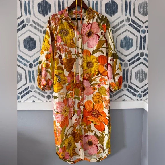Alemais Floral Linen Midi - Picture 1 of 5
